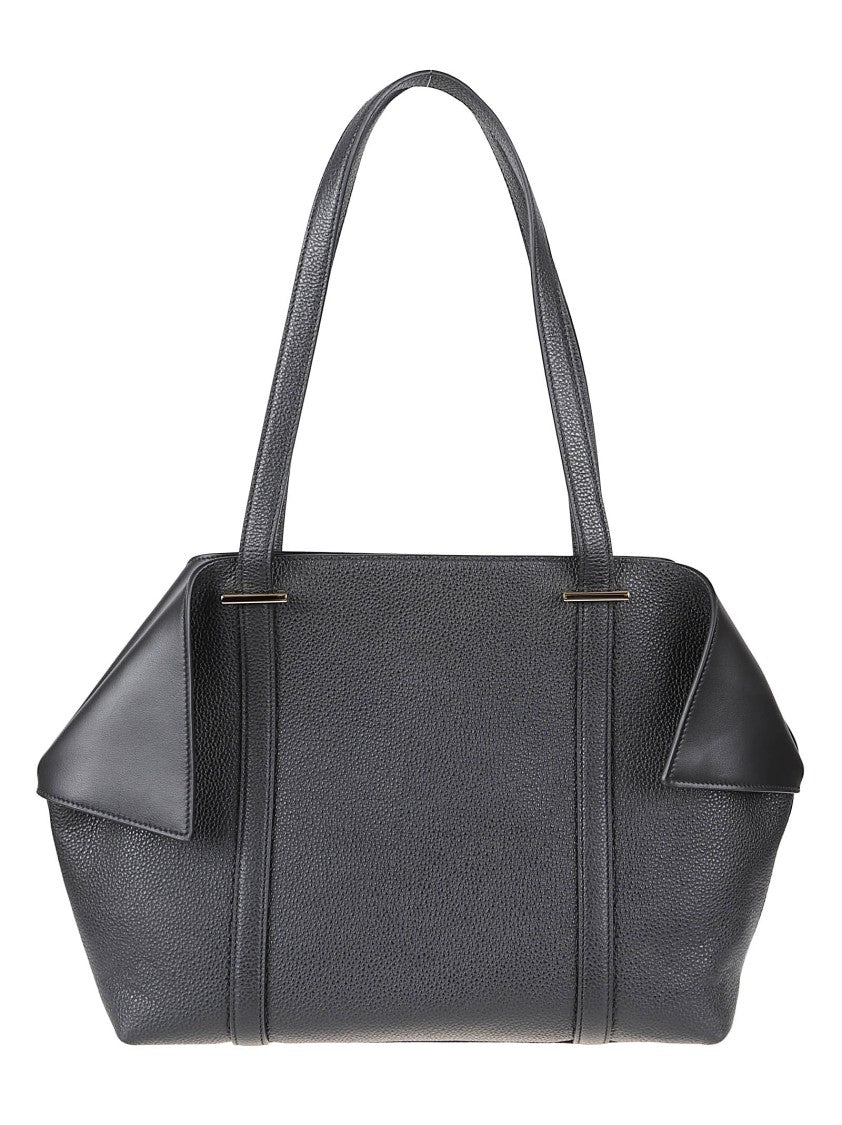 Ferragamo Structured Black Calf Leather Handbag With Minimalist Design