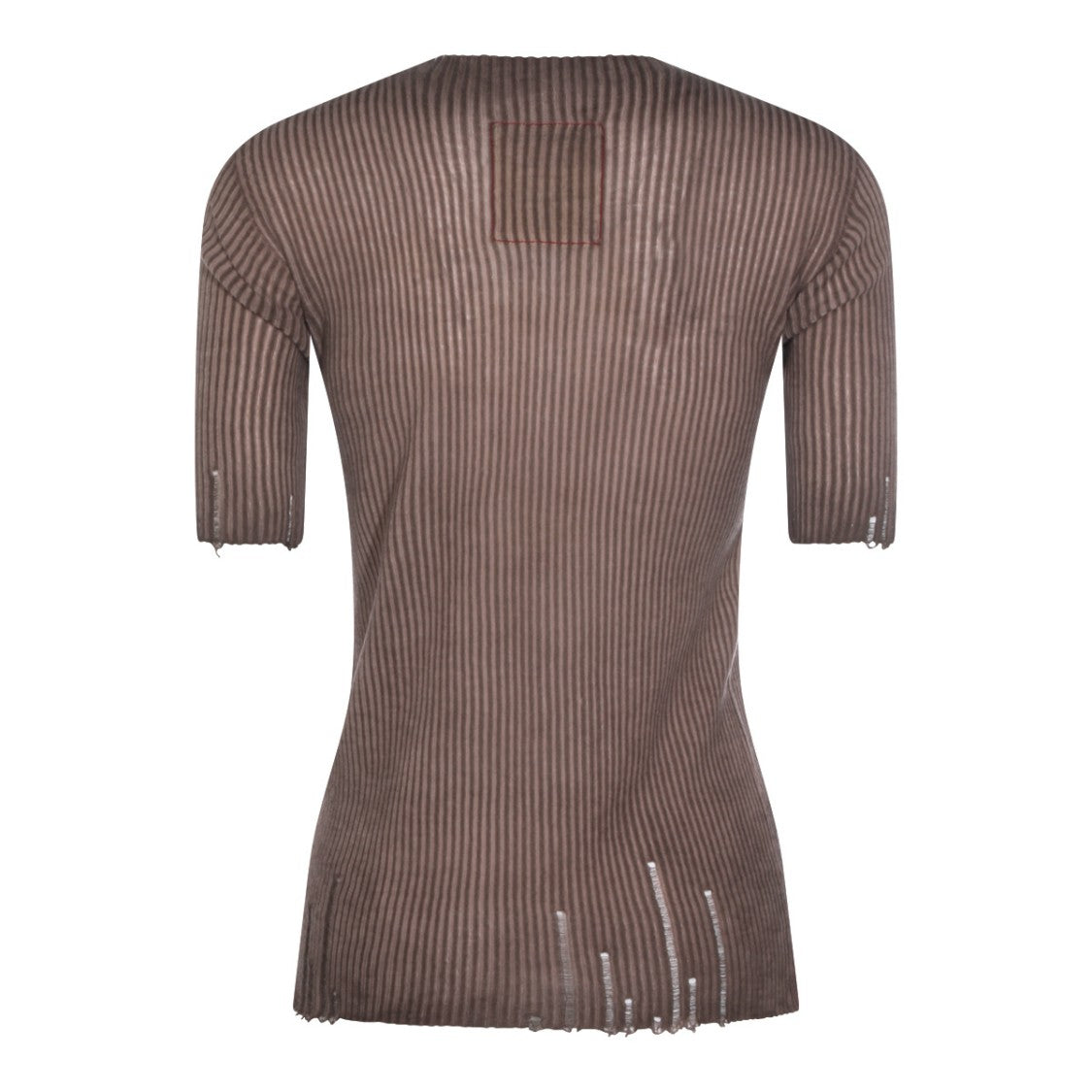 Uma Wang Slim-Fit Distressed Ribbed T-Shirt With Elegant Details