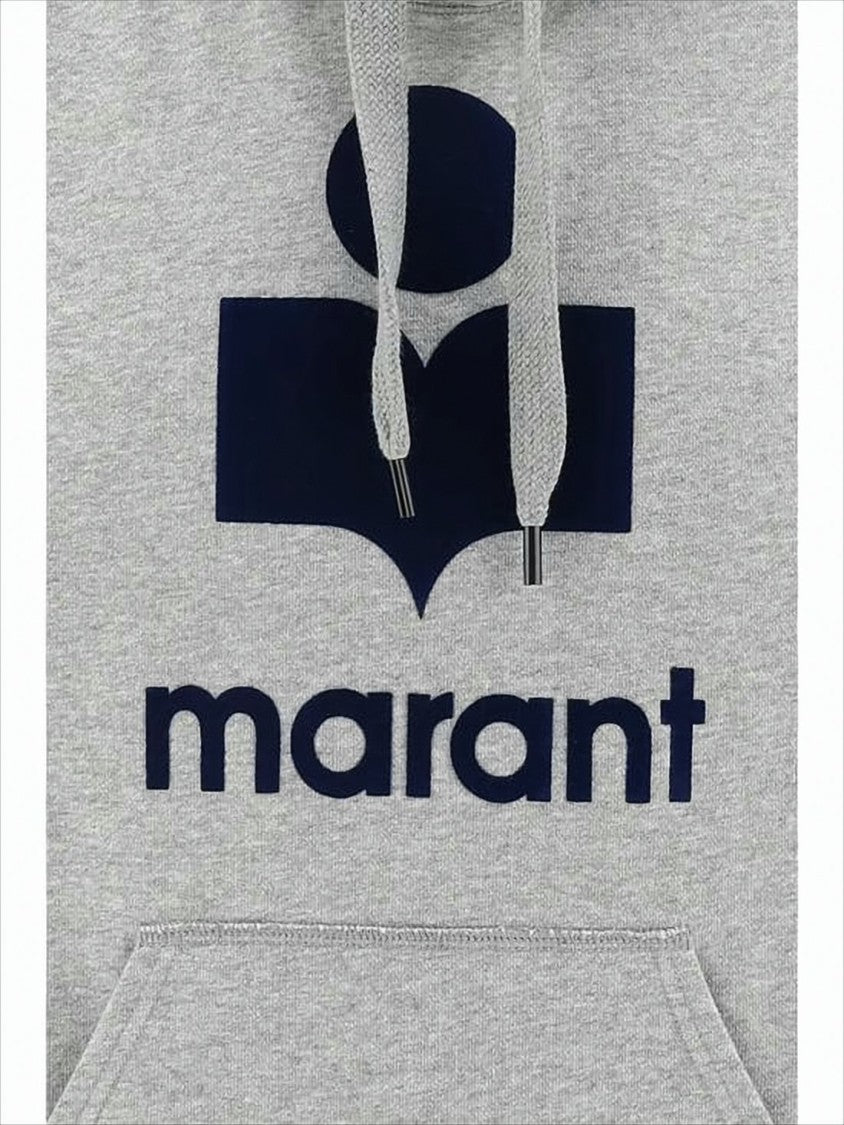 Isabel Marant Heathered Grey Hoodie With Contrasting Logo