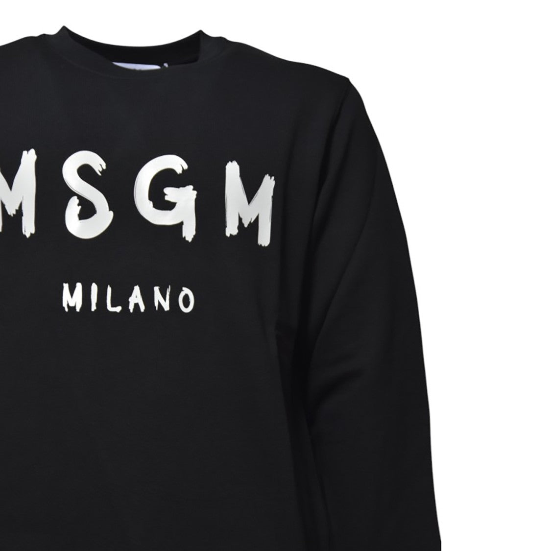 Msgm Black Cotton Crewneck Sweatshirt