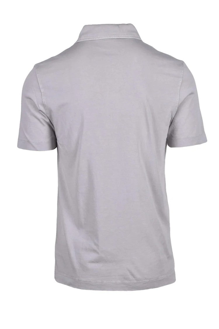Drumohr Light Grey Knitted Cotton Polo