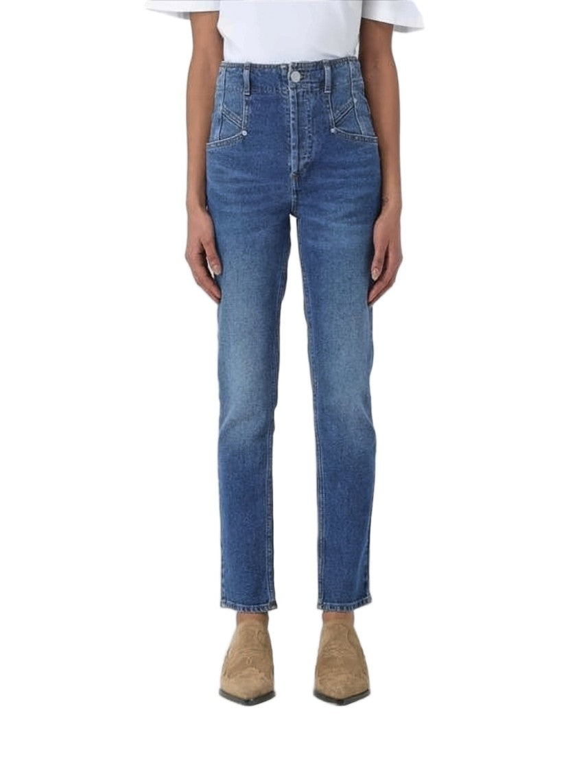 Isabel Marant Mid-Rise Straight-Leg Denim Pants With Subtle Wash Effects