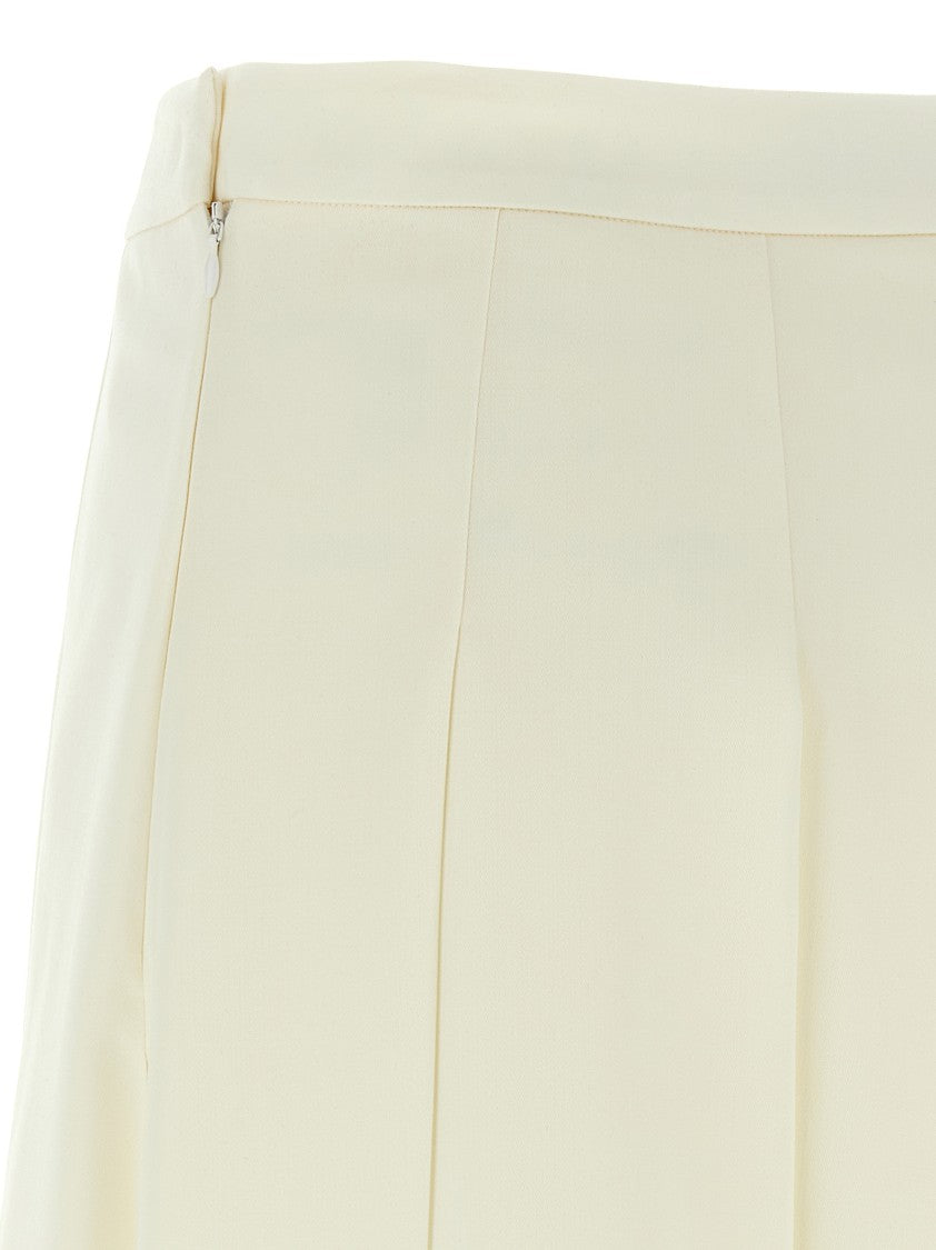 Alessandra Rich Pleated Wool Midi Skirt With Flared Silhouette