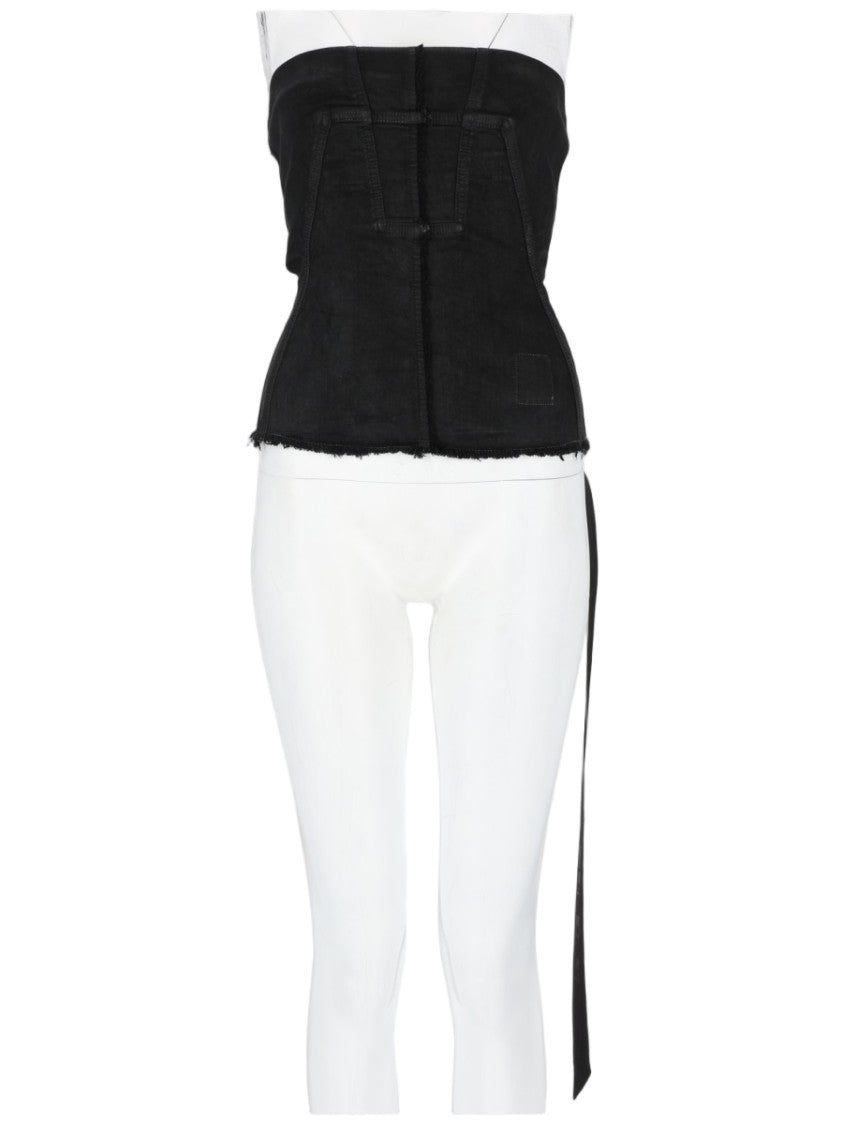 Drkshdw By Rick Owens Splintered Bustier Asymmetrical Cotton-Blend Bustier