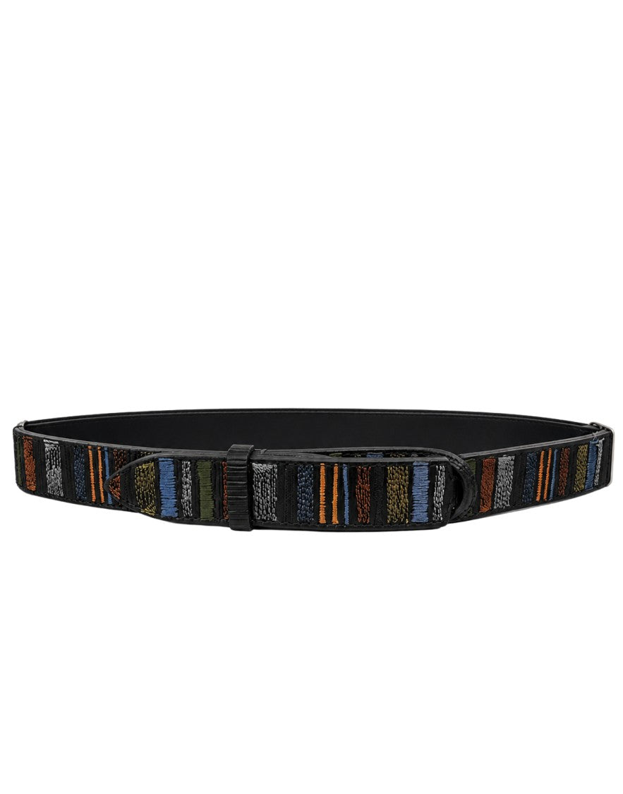 Orciani Dark Brown Stitched Leather Belt