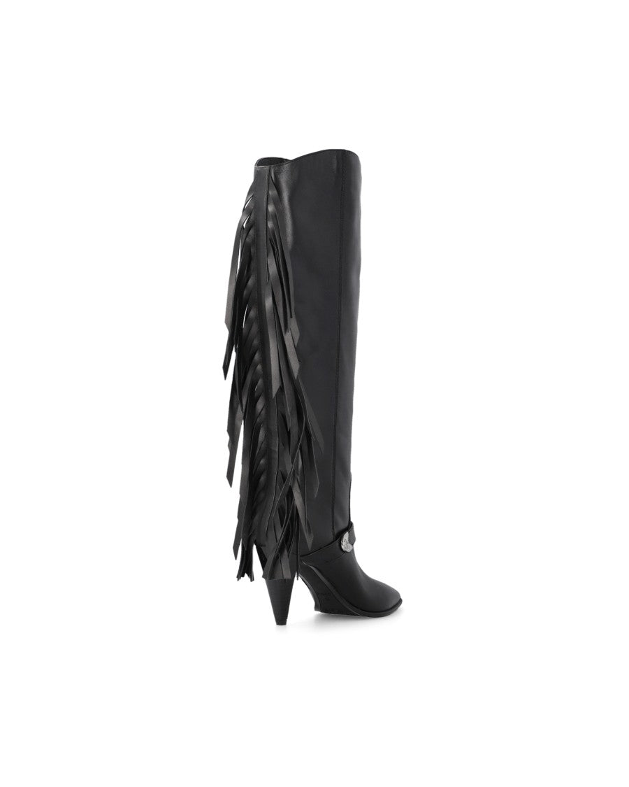 Pinko Black Nappa Leather Vane 03 Boots