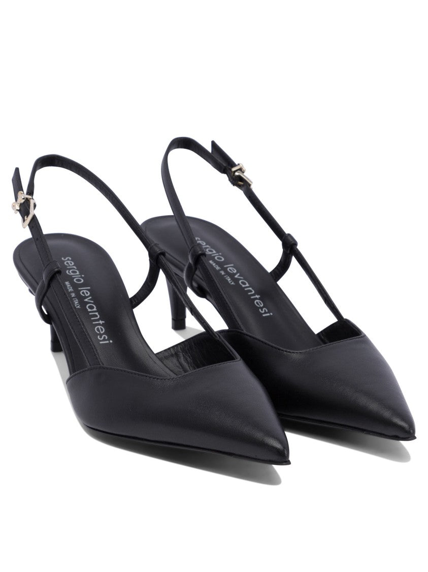 Sergio Levantesi Pointed Toe Slingback Heeled Shoes In Leather