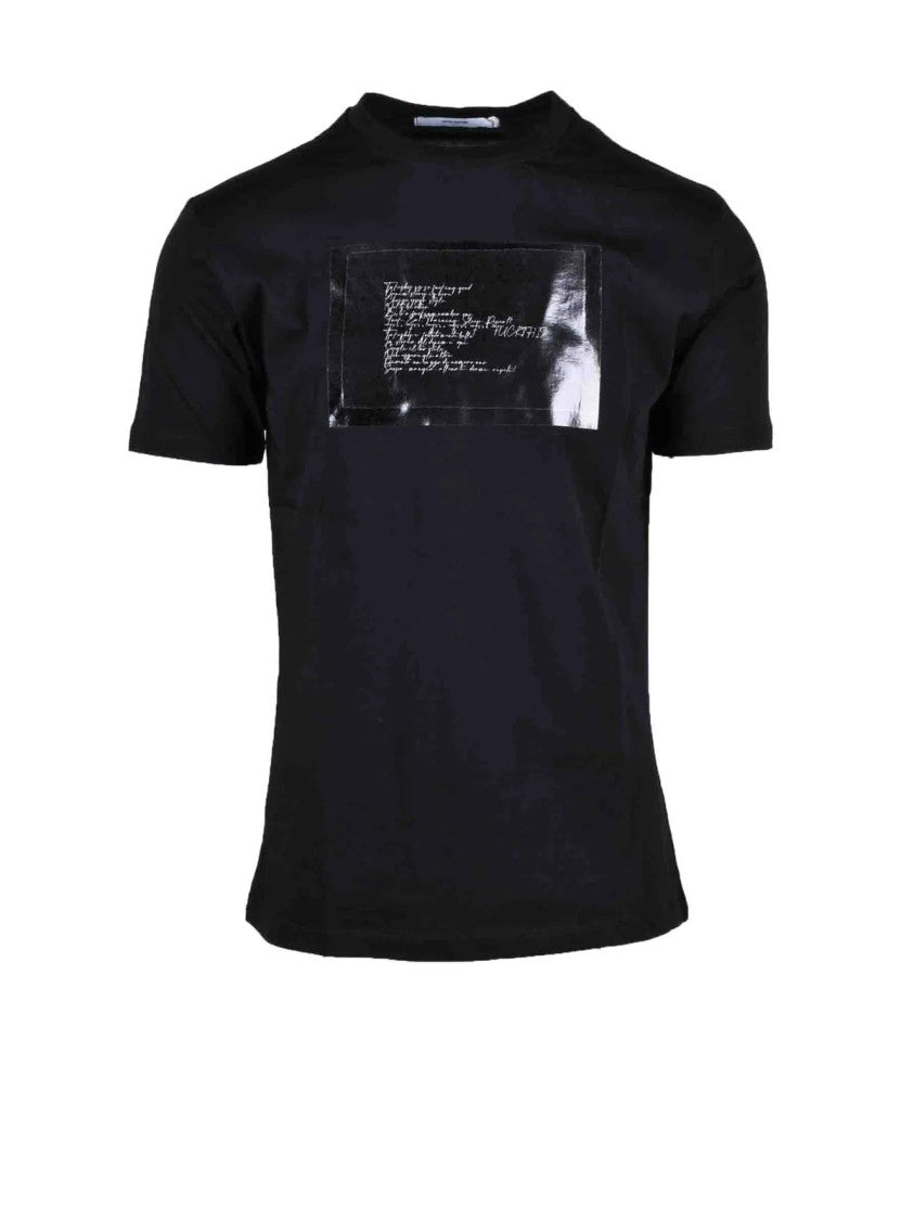 Takeshy Kurosawa Short-Sleeved Cotton T-Shirt With Glossy Abstract Patch