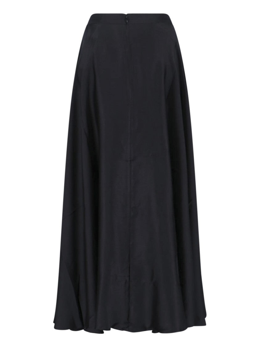 Anine Bing "Christina" Midi Skirt In Black Silk Blend