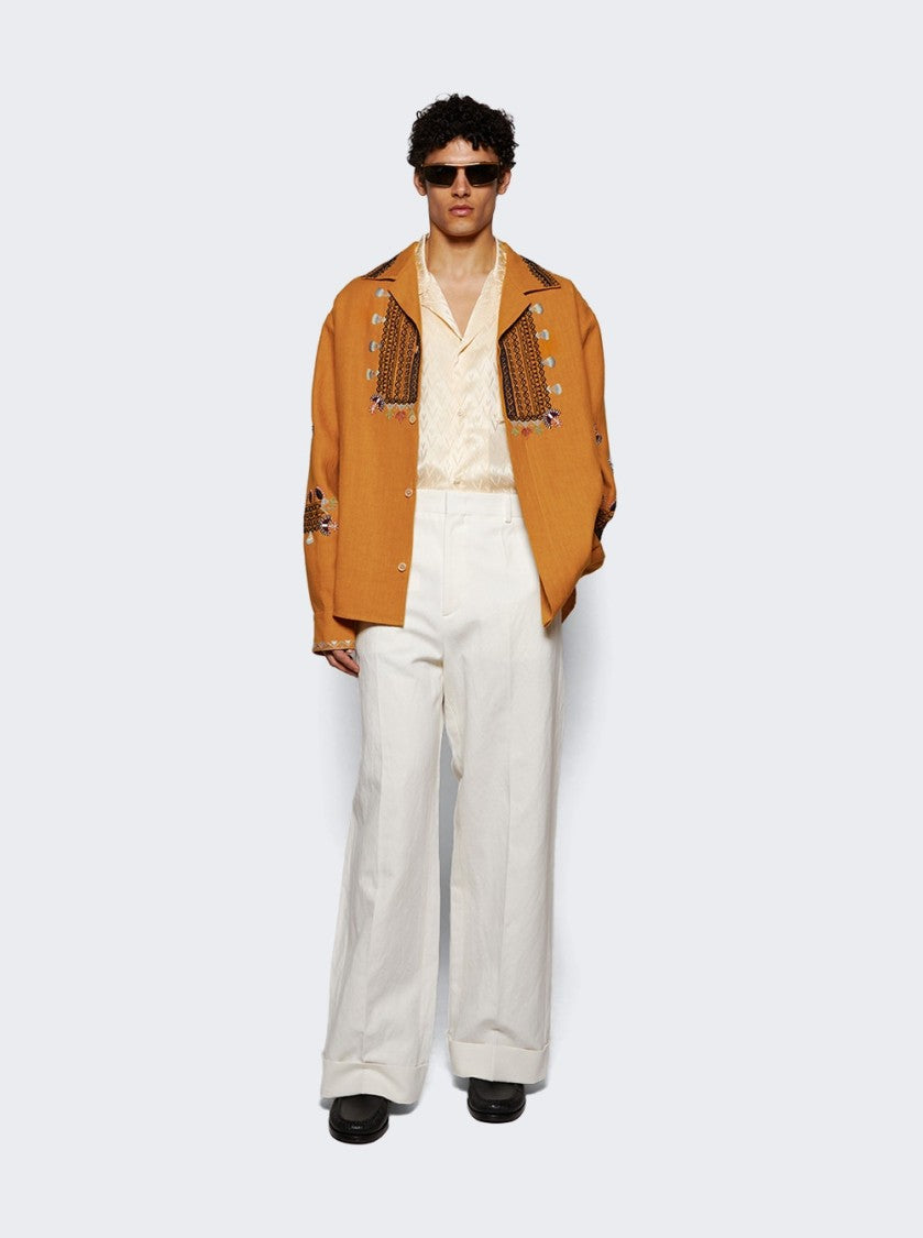 Valentino Ivory Straight-Leg Trousers With Concealed Fastening