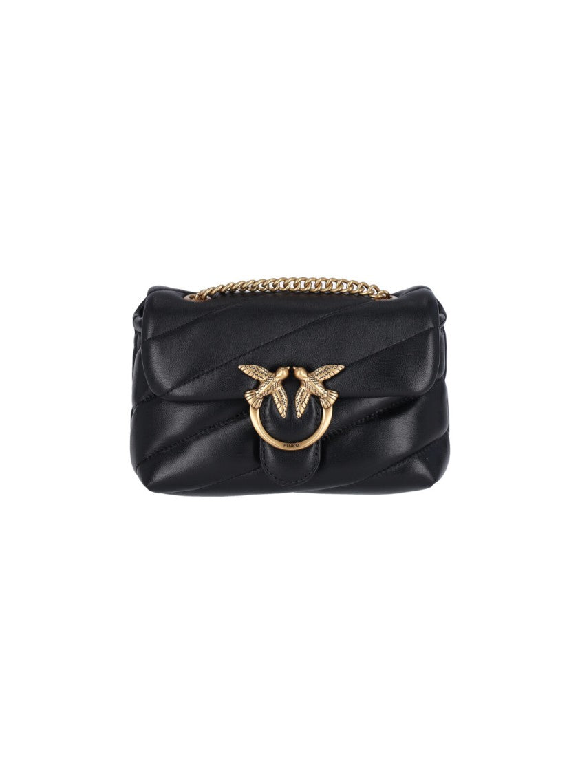 Pinko Padded Mini Shoulder Bag With Chain Strap And Logo Detail
