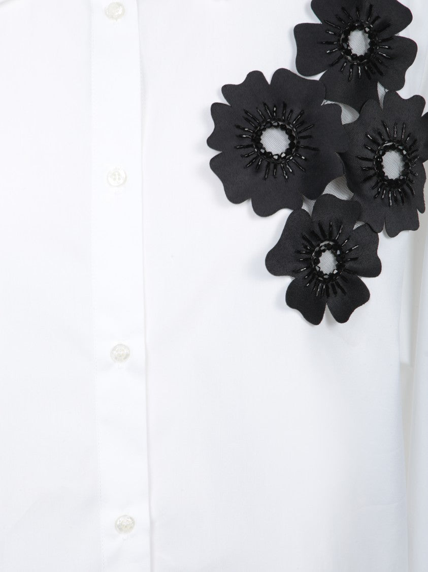 Msgm Classic White Shirt With Floral Embellishment