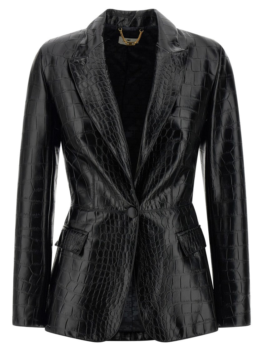 Elisabetta Franchi Croc Print Blazer