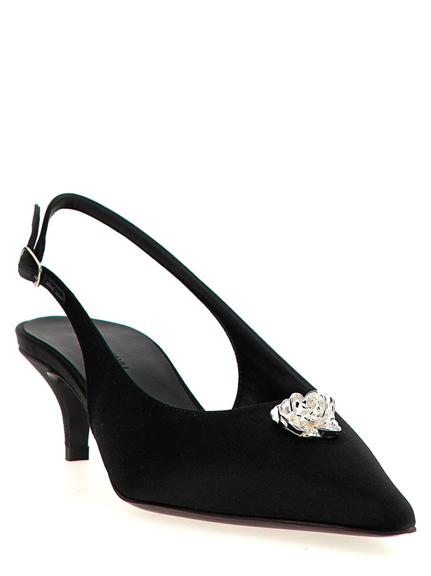 Magda Butrym Rosetta Slingback With Silver Metal Rosette Detail