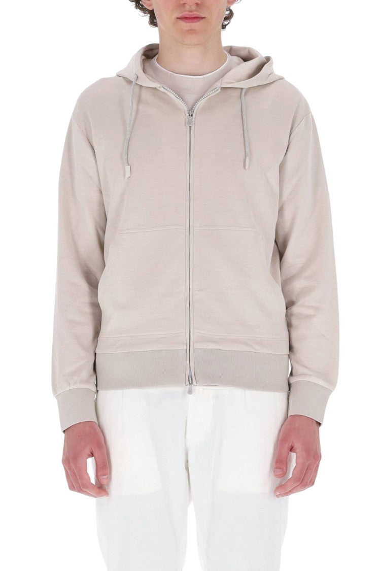 Eleventy Silk-Cotton Drawstring Hooded Sweatshirt