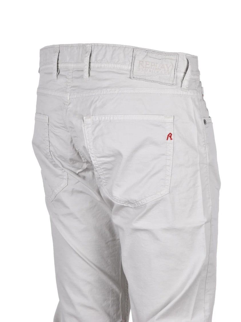 Replay Light Grey Slim Fit Trousers