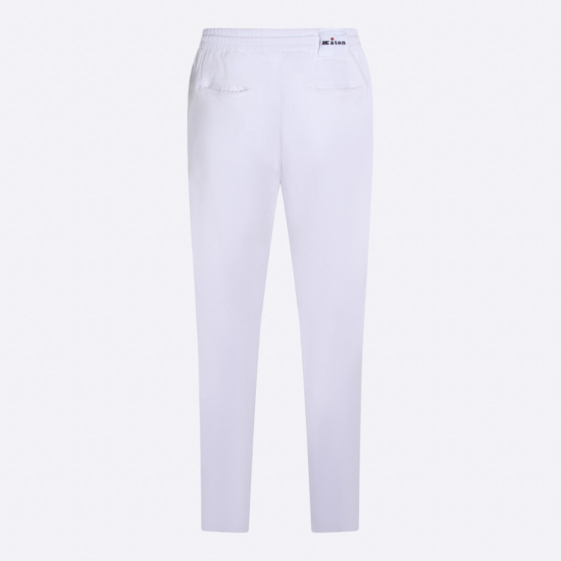 Kiton Crisp White Tailored Trousers With Design
