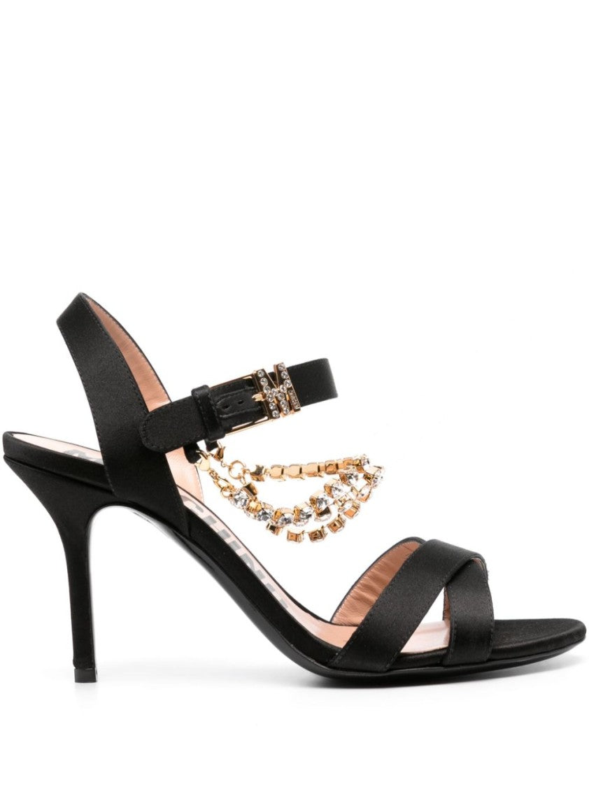 Moschino Rhinestone-Embellished High-Heeled Sandals With Crossover Straps