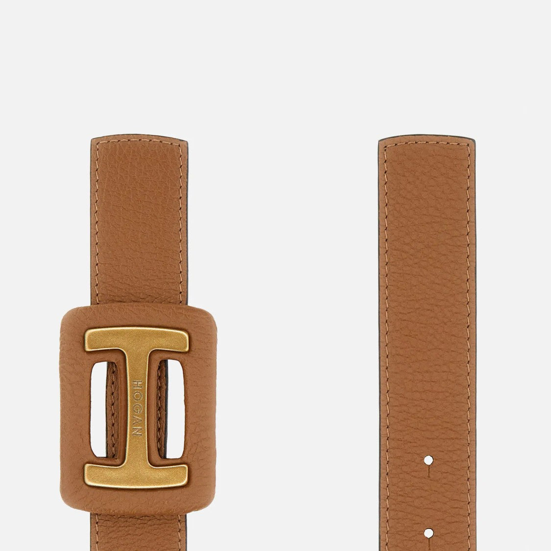 Hogan Textured Leather Belt With Gold-Toned 'H' Buckle