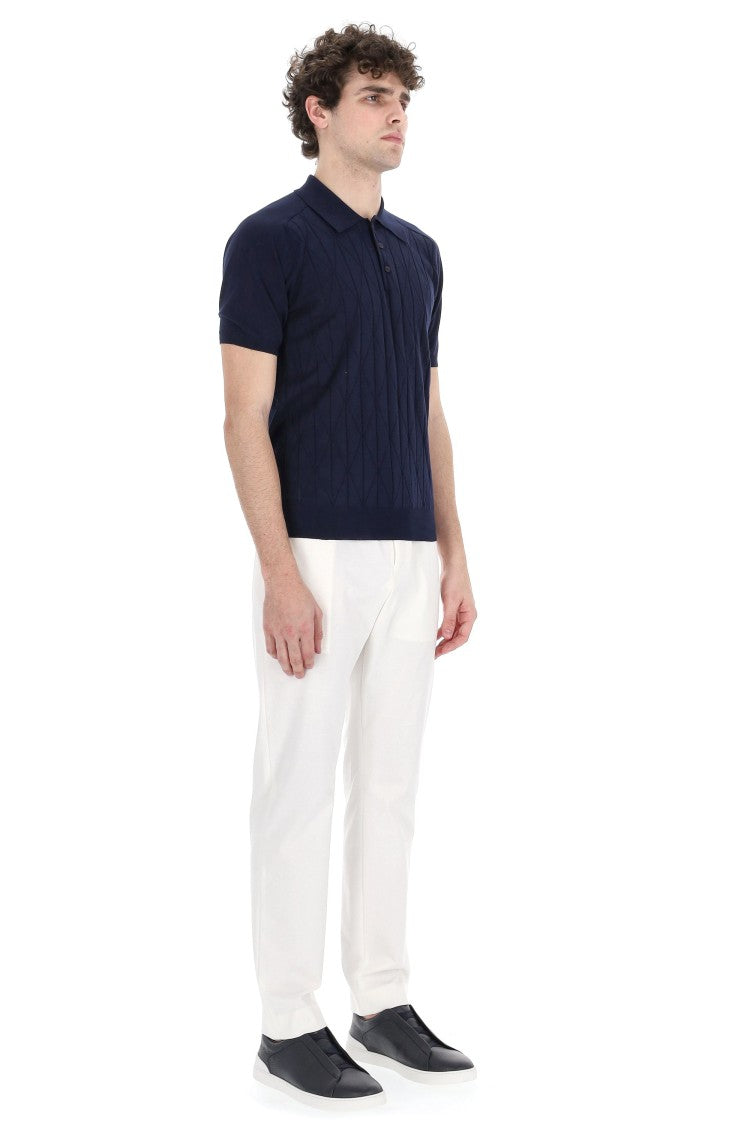 Roberto Collina Special Short Sleeve Rhomboid Pattern Polo