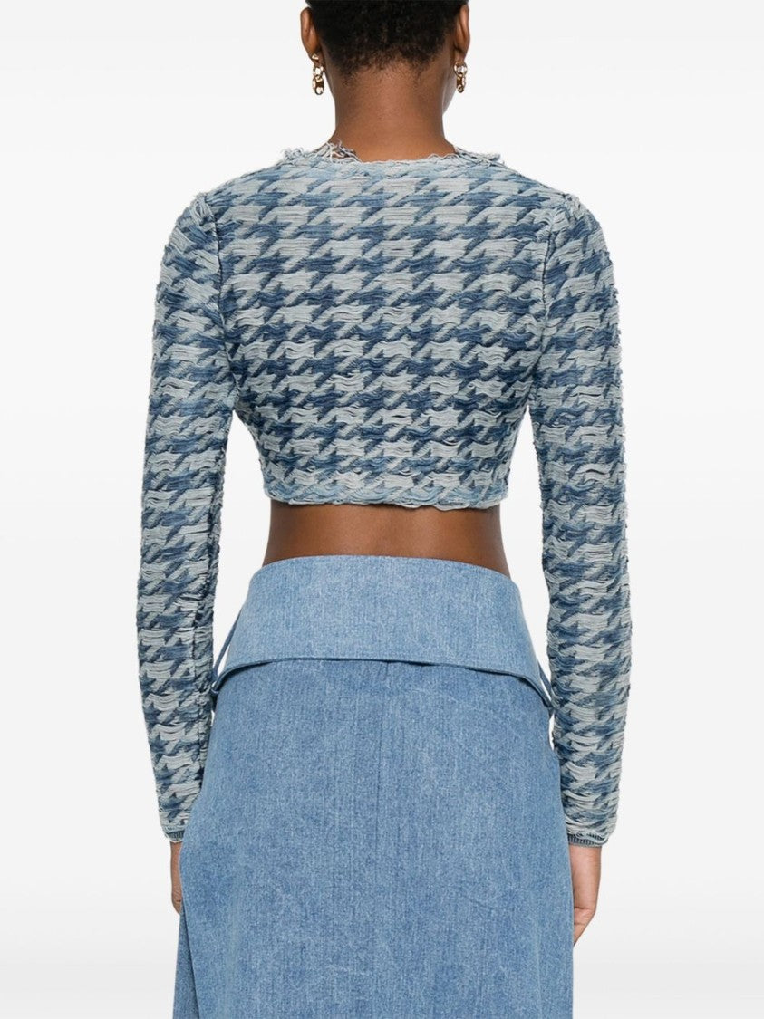 Diesel Cropped Blue Houndstooth Top