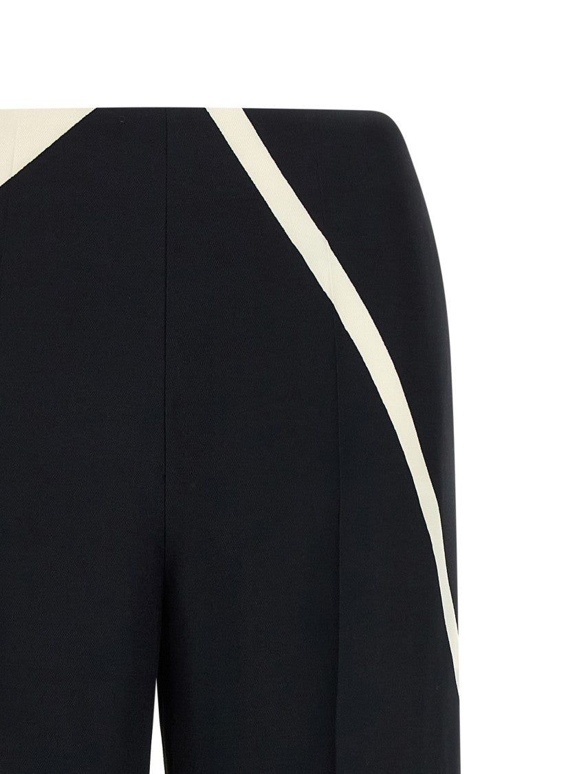 Alberta Ferretti Cropped Viscose Twill Pants With Geometric Print