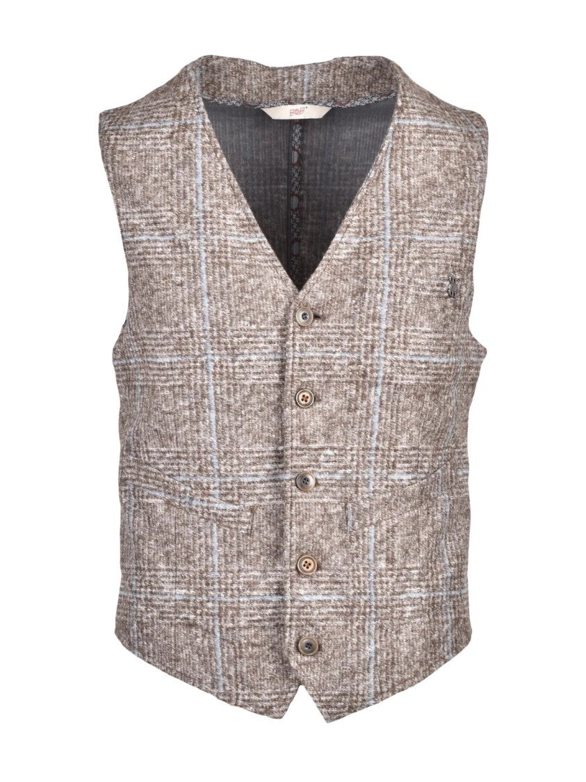 Bob Tailored Two-Tone Plaid Vest With V-Neck Design