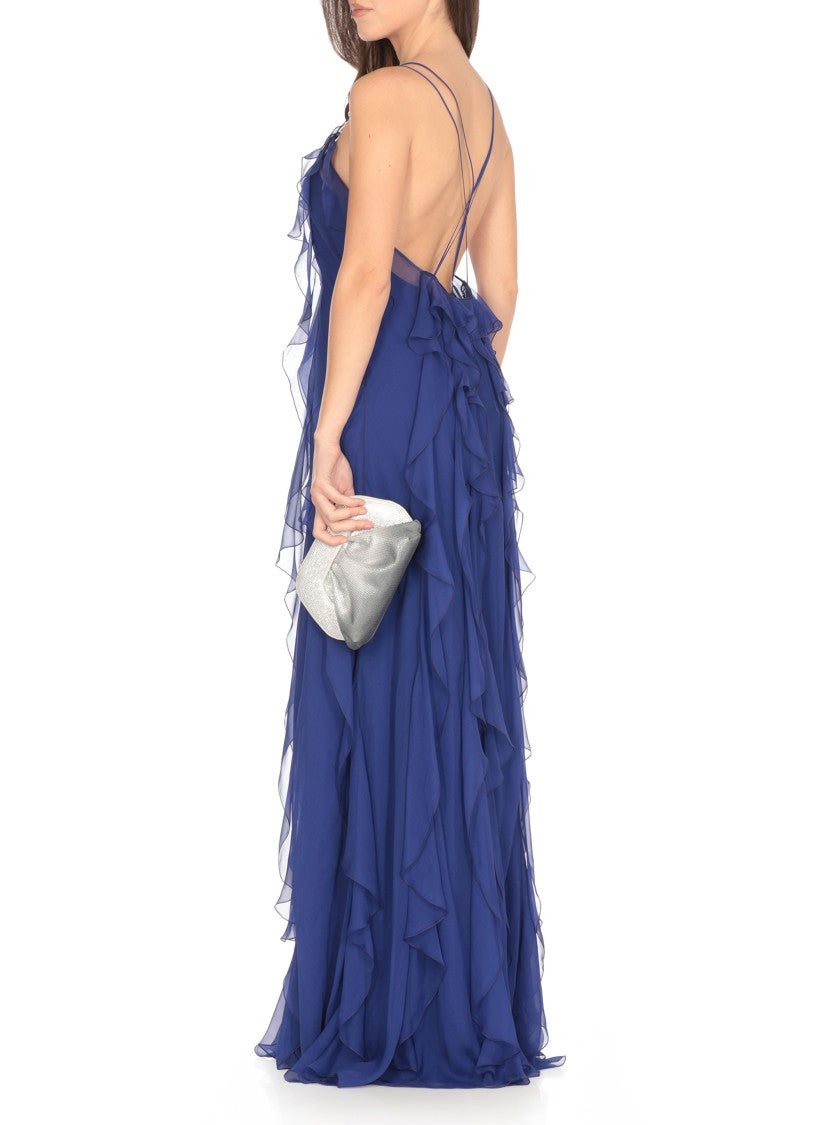 Alberta Ferretti Blue Silk Dress