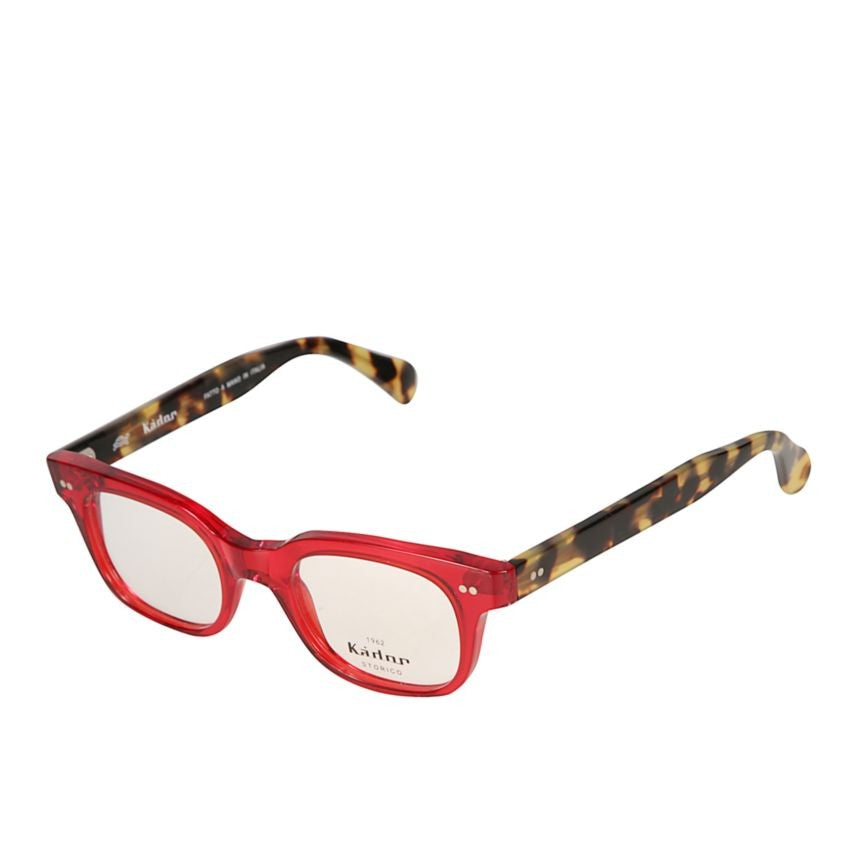 Kador Kayo Translucent Red Rectangular Eyeglasses With Tortoiseshell Temples
