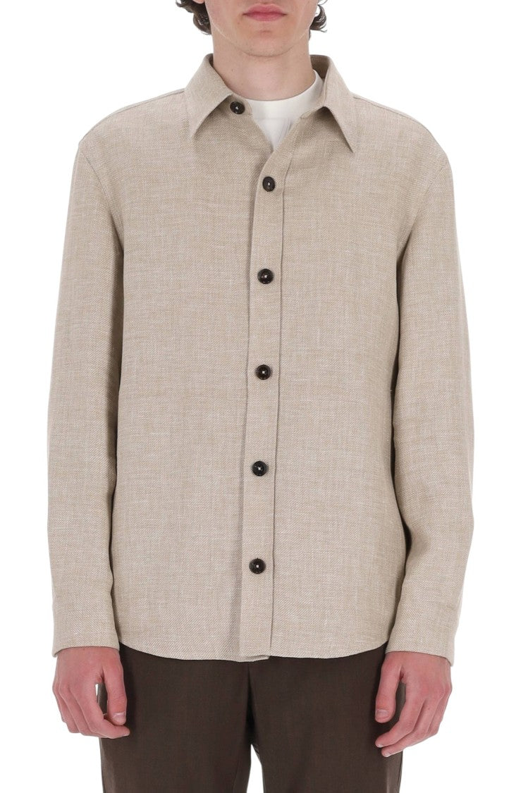 Zegna Cashmere-Linen-Silk Lightweight Layering Overshirt