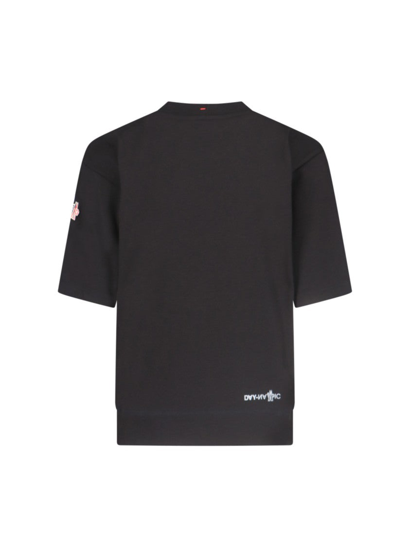 Moncler Grenoble Logo T-Shirt In Black Cotton Crew Neck