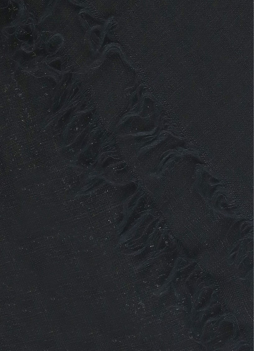 Rick Owens Black Linen And Silk Blend Foulard
