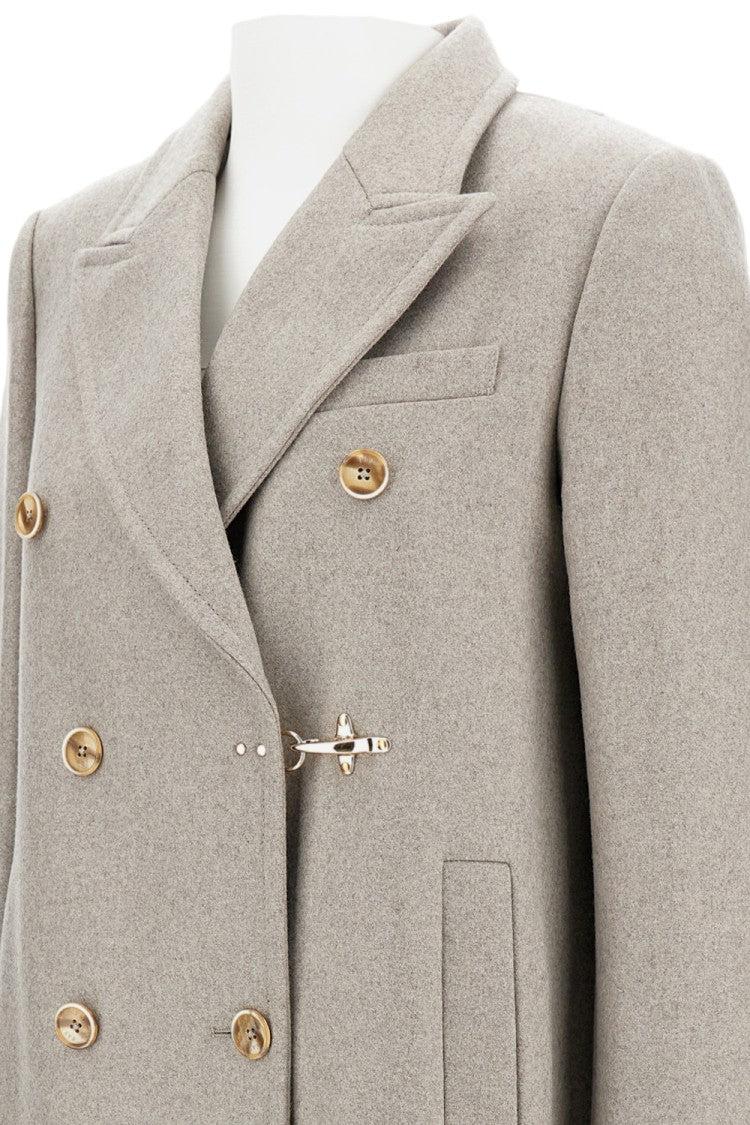 Fay Long Double-Breasted Wool Blend Coat