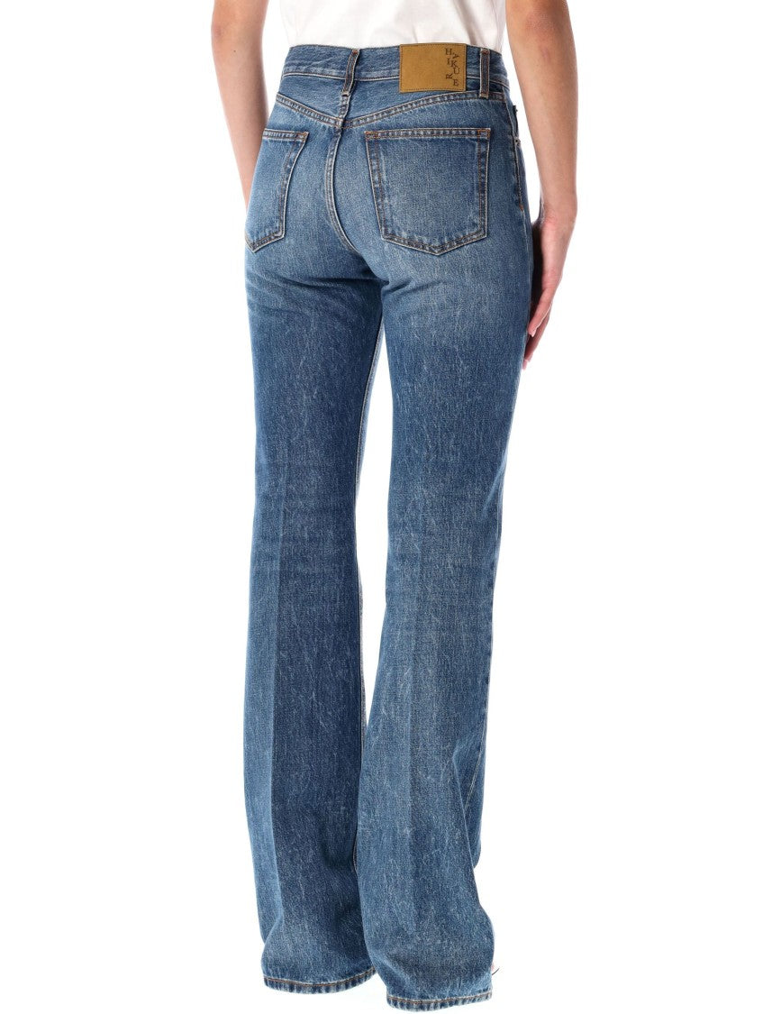 Haikure Flora Flared Authentic Dark Blue Wash Jeans