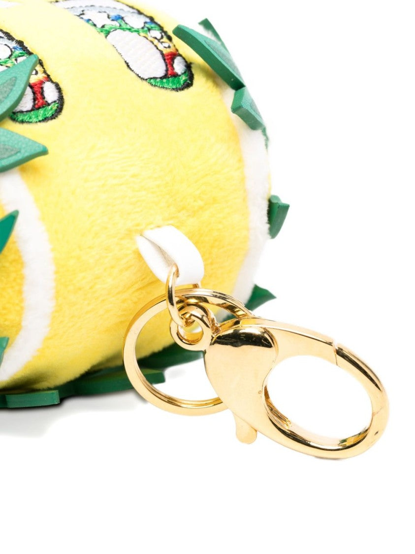 Casablanca Plush Yellow Tennis Ball Keychain With Racket Charm