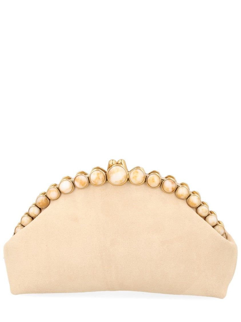 Cult Gaia Una Leather Crescent Clasp Clutch
