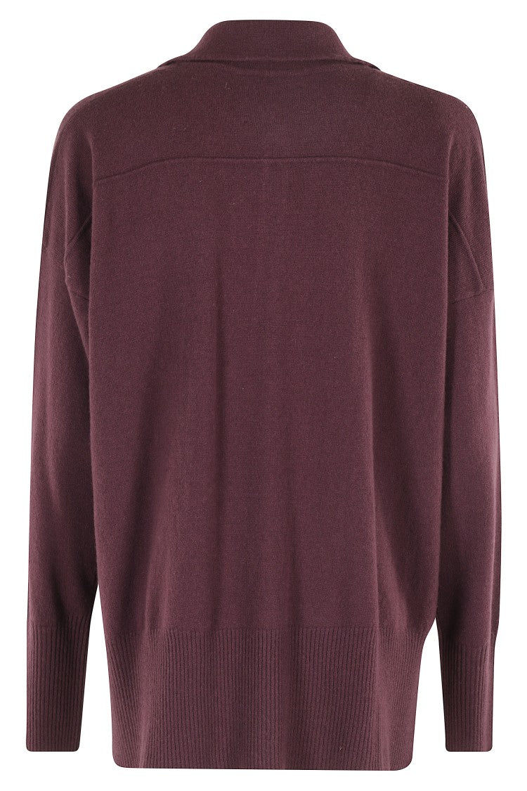 Roberto Collina Oversized Burgundy Polo Shirt With Classic Collar