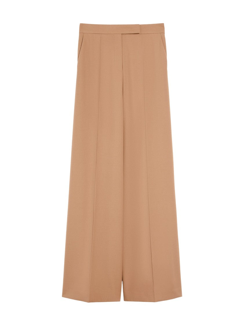 Max Mara Wide-Leg Beige Trousers With Sharp Pleats