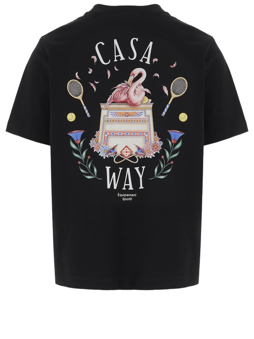 Casablanca Black Logo Print Cotton T-Shirt