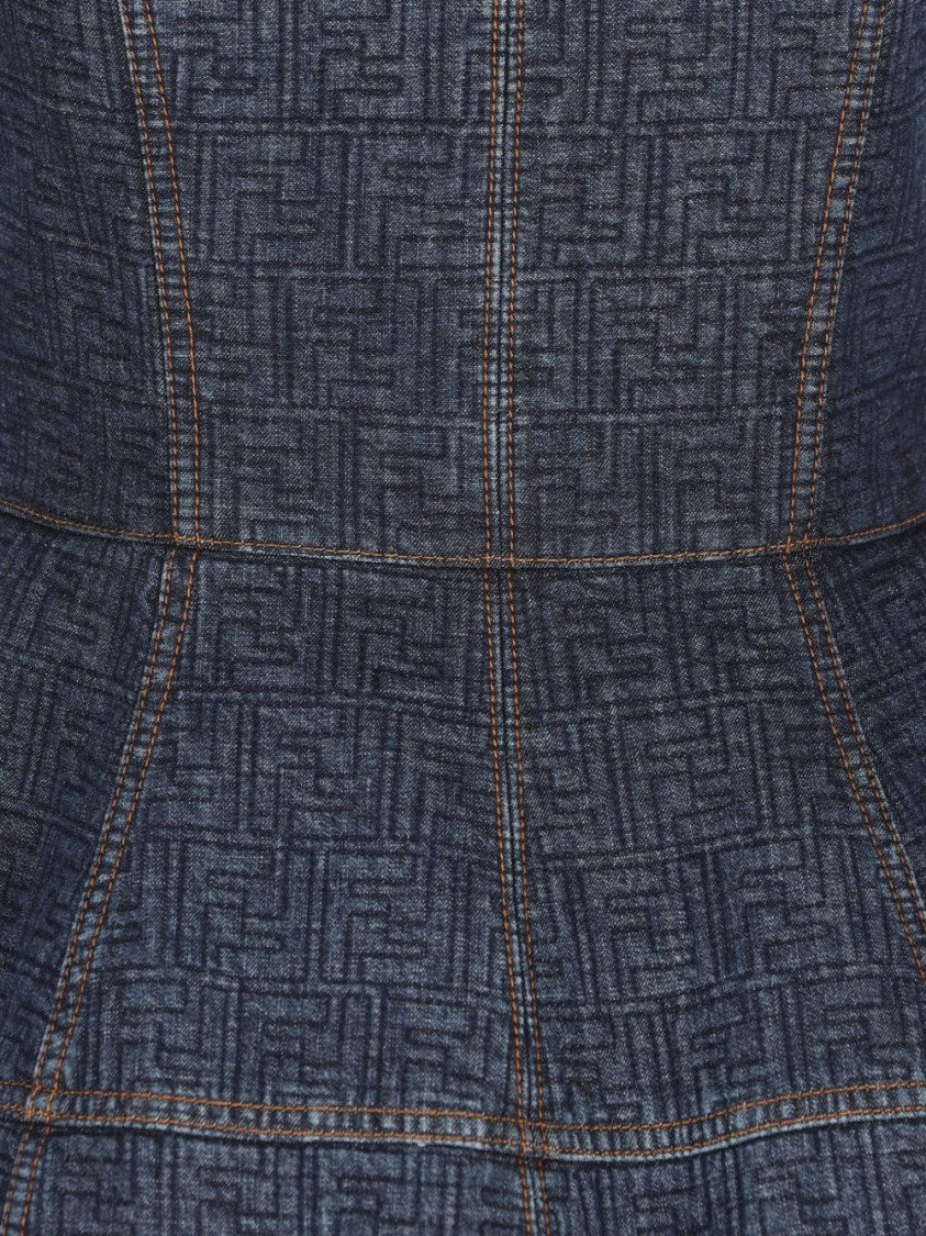 Fendi Structured Mini Dress With Textured Pattern