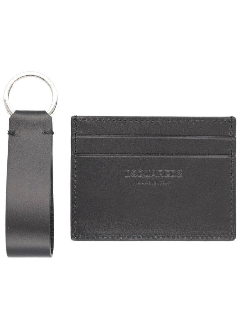 Dsquared2 Card Holder Leather Keychain Set Wallet