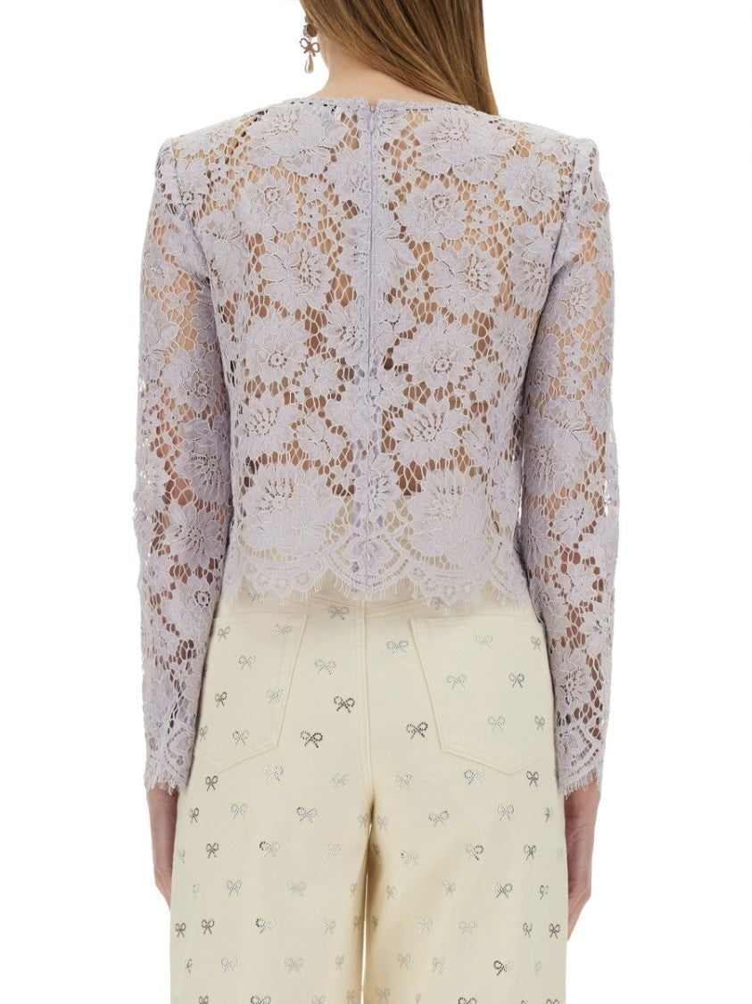 Self-Portrait Detailed Lace Top With Long Sleeves