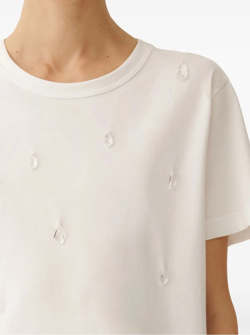 Fabiana Filippi Short-Sleeved Jersey Top With Subtle Embellishments