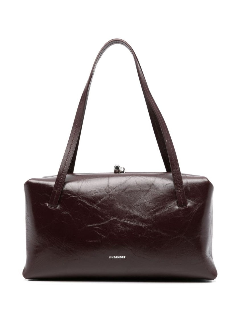 Jil Sander Goji Shoulder Bag In Rich Bordeaux Calf Leather