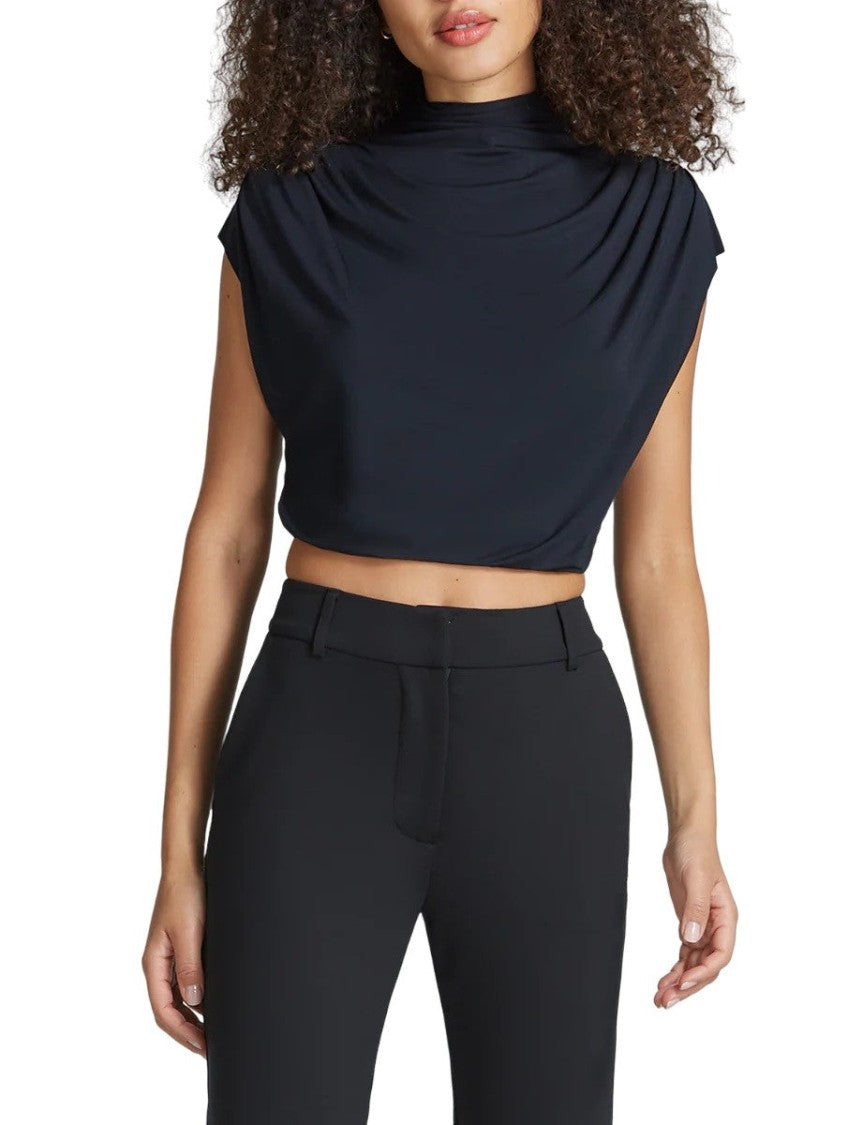 Commando Max Butter Draped Mockneck Short Sleeve Crop Top - Ts34