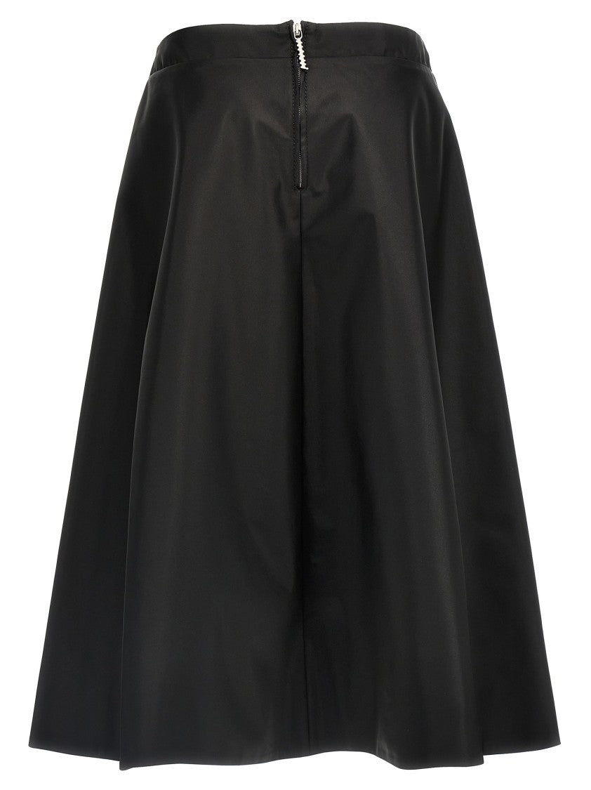 Marni Flowing Black Nylon Skirt With Embroidered Logo