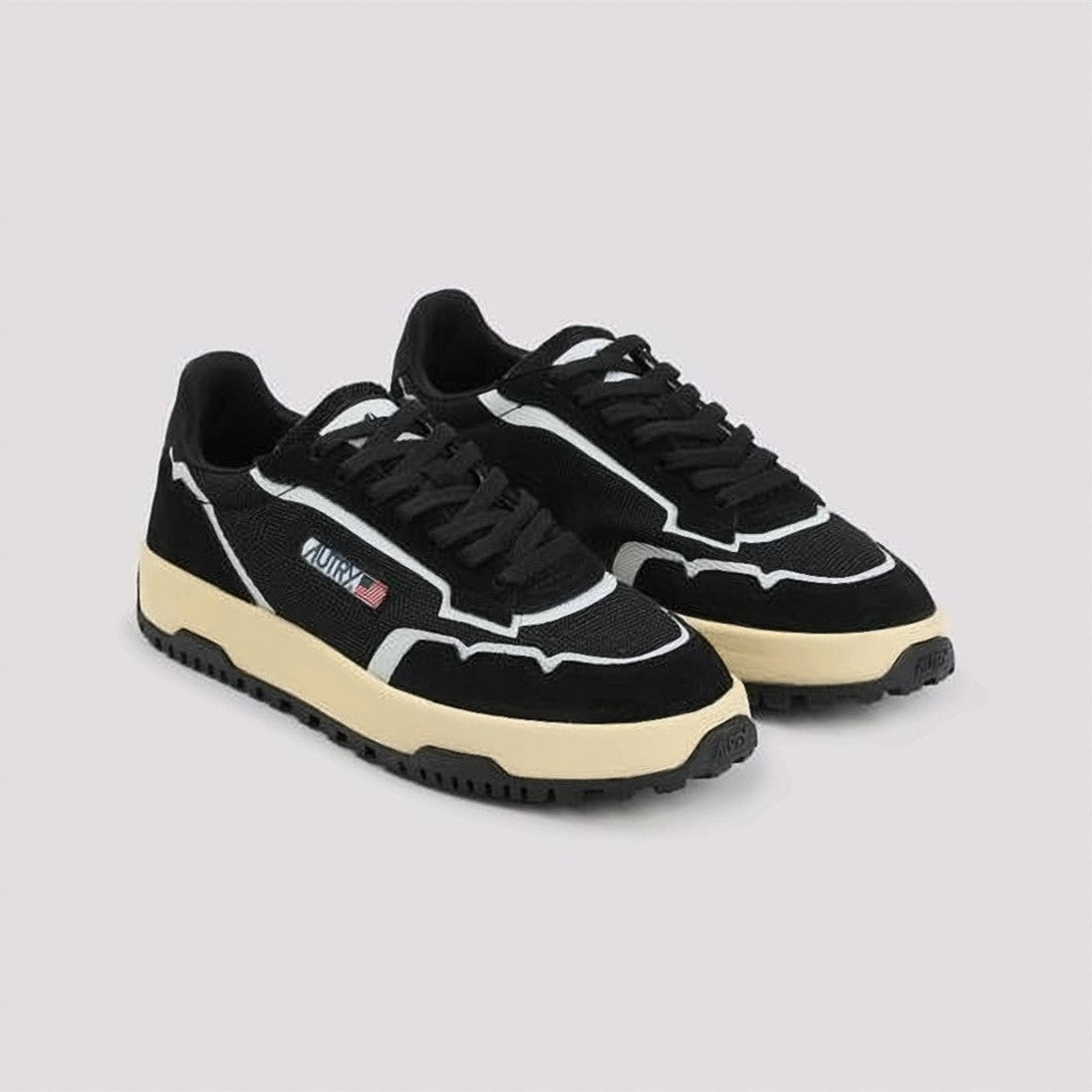 Autry Black Mesh And Leather Sneakers