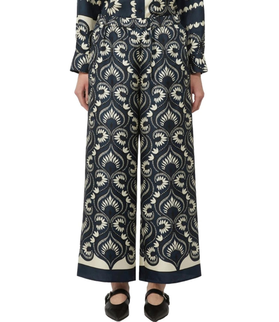 Max Mara Blue Deco Cotton Stretch Trousers