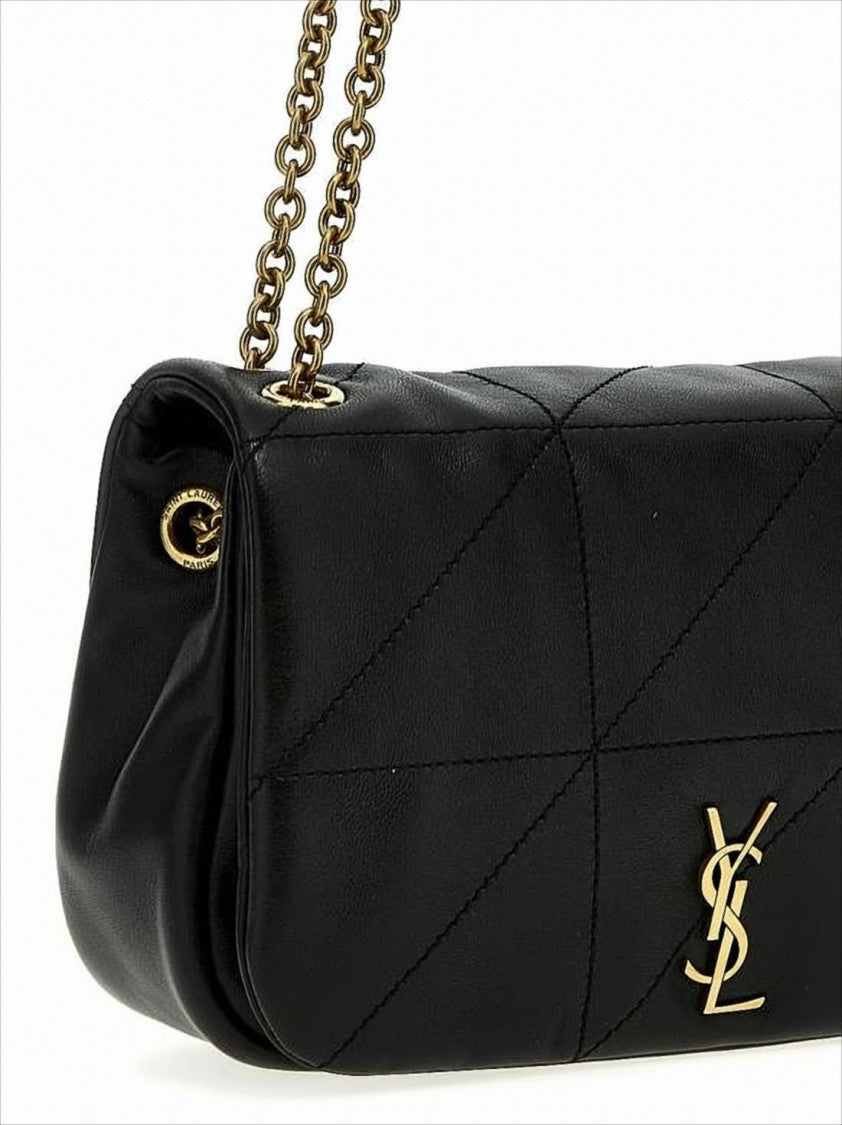 Saint Laurent Geometric Stitching Shoulder Bag With Gold Hardware