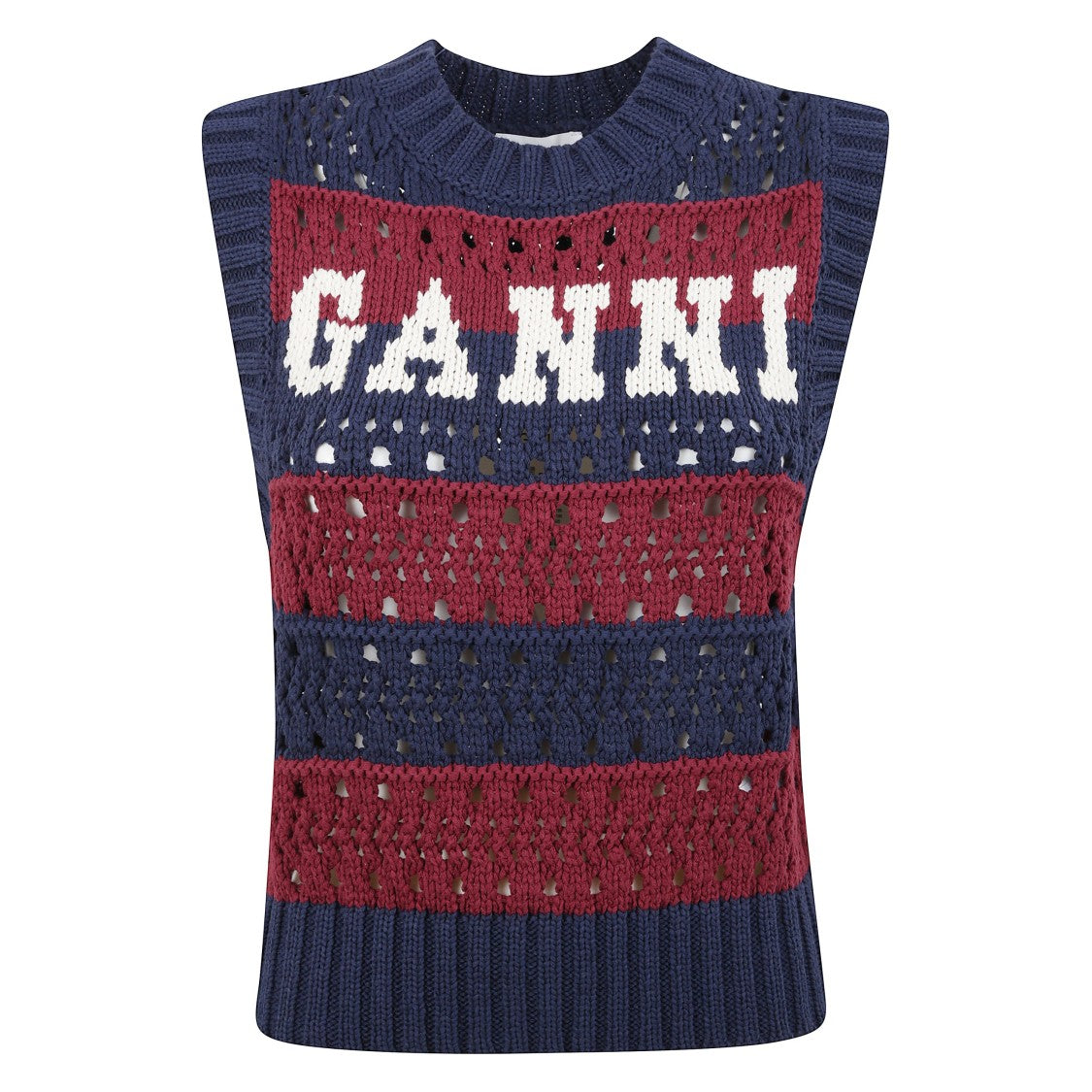 Ganni Sleeveless Ribbed Striped Top